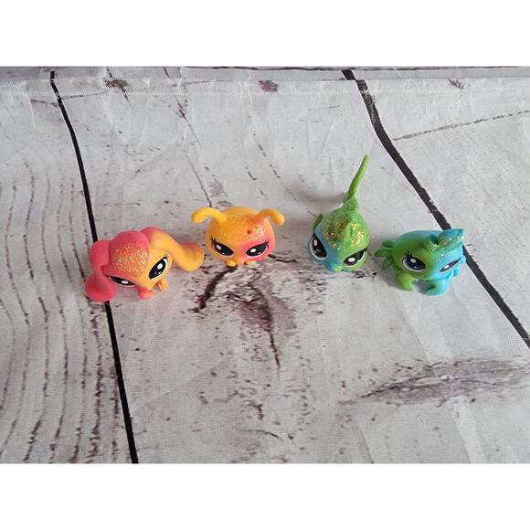 Littlest Pet Shop Mini Pets Lot 4 Seafoam Dazzle shell Apricot Sunset - Picture 2 of 5